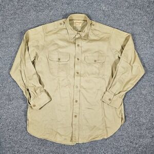 Vintage 1960s Creighton Union Sanforized Button Up Shirt Khaki Men's Size XL